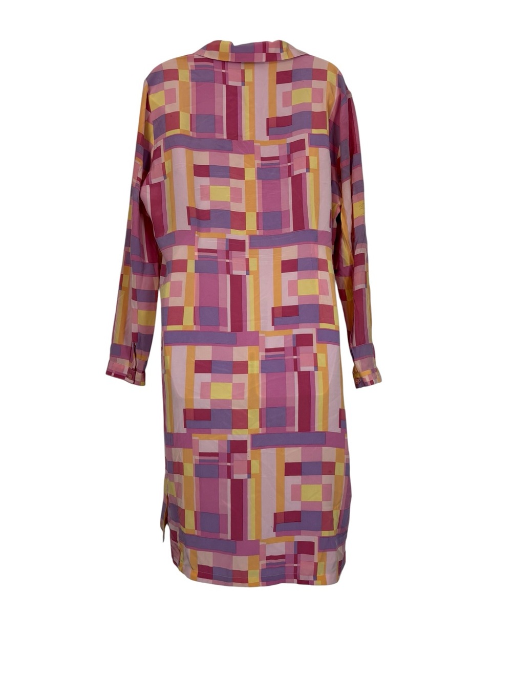 Vintage Bob Mackie Studio 100% Silk Geometric Tunic Shirt Dress Sz14 - Picture 4 of 12